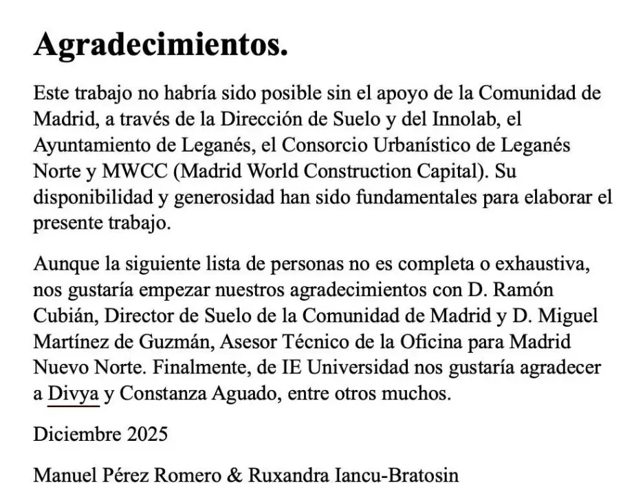 The acknowledgements page of the final report