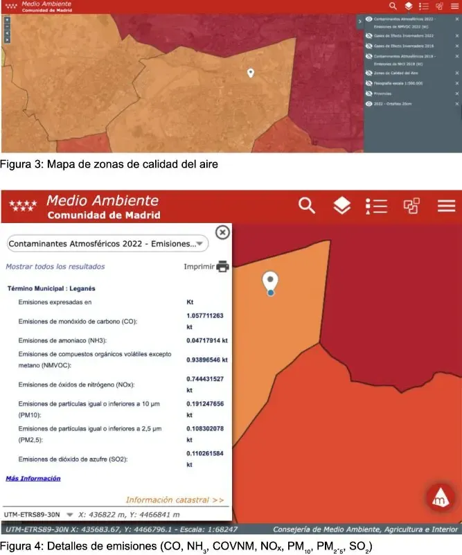 Map of mobility, emissions and air quality