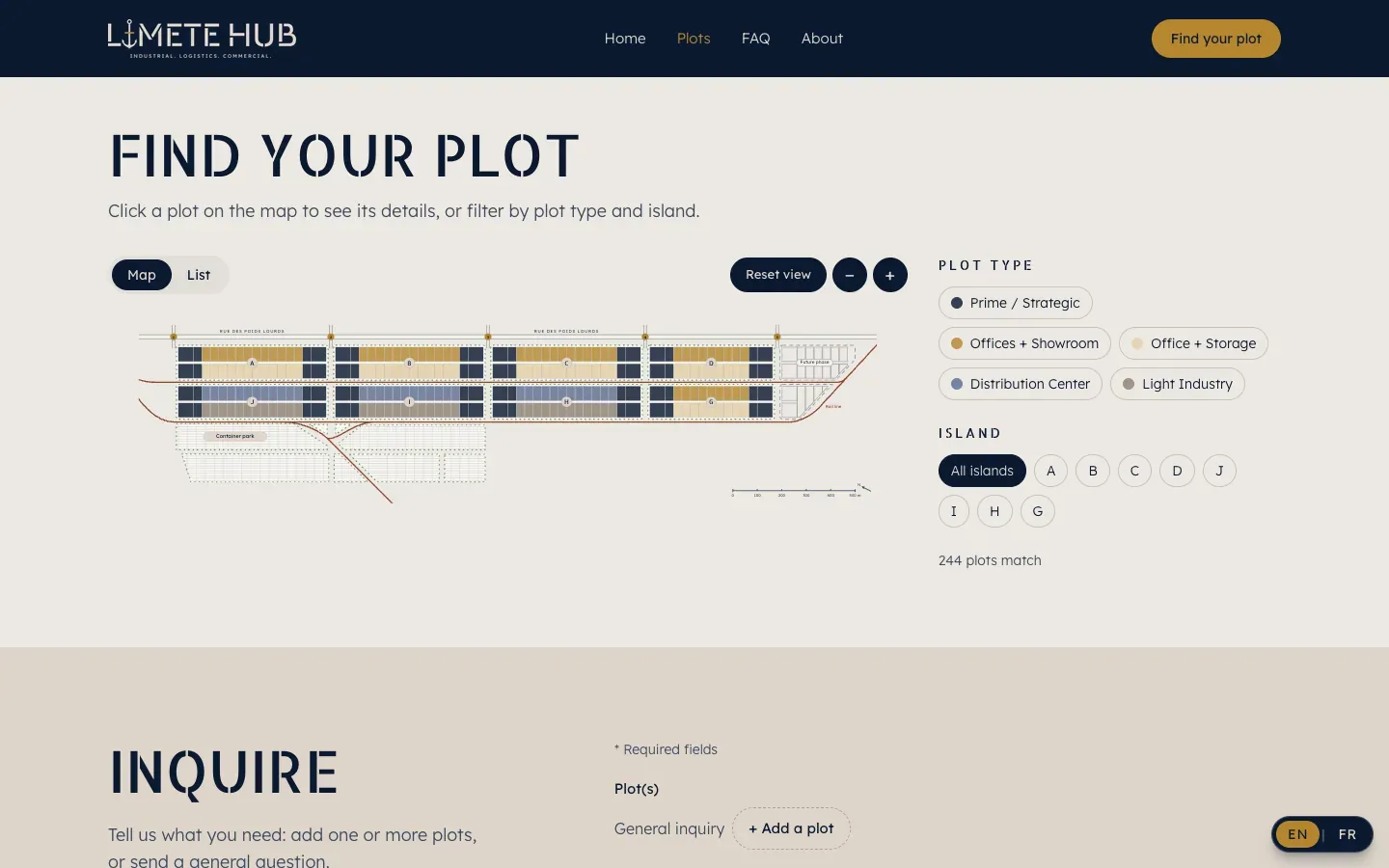The interactive plot map on limetehub.com
